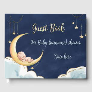Over the moon Baby Celestial-Themed Baby shower Guest Book