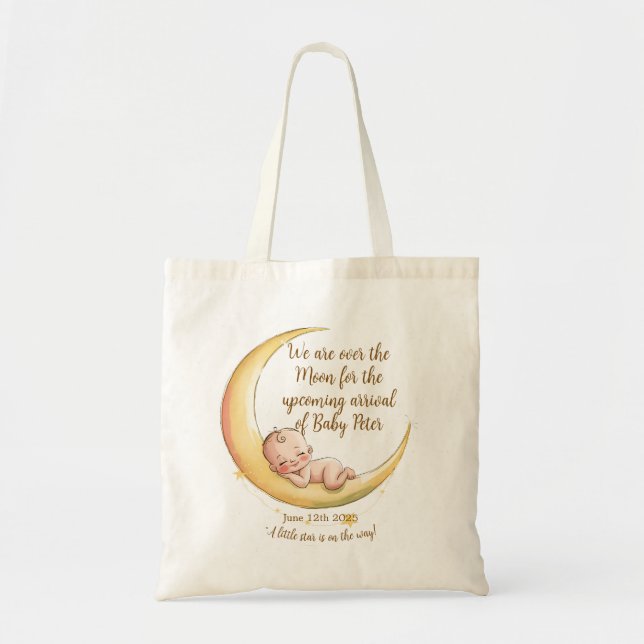 Over the moon Baby Celestial-Themed Baby shower Tote Bag (Front)