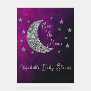Over The Moon Baby Shower Acrylic Sign