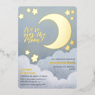 Over The Moon Baby Shower Blue Sky Moon And Stars