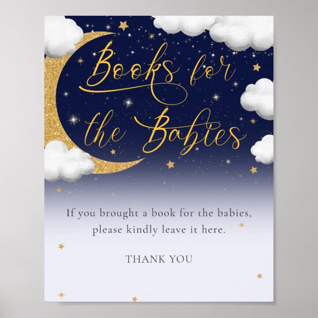 Over the Moon Baby Shower Books for Babies Sign (Front)