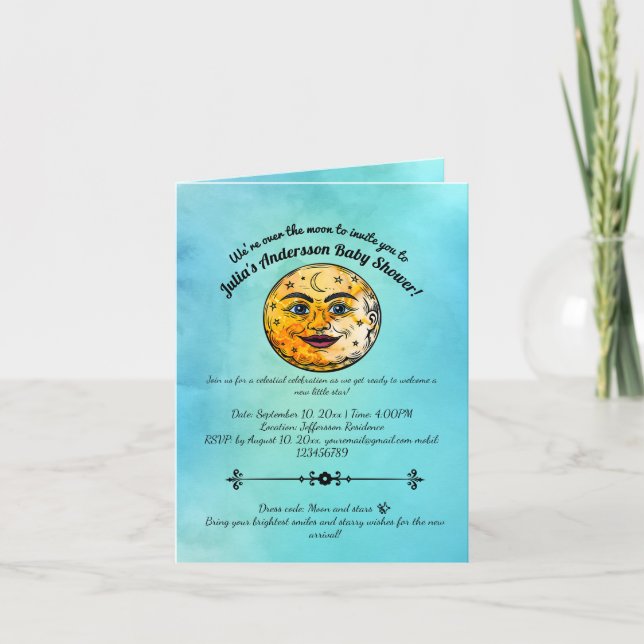 Over the Moon Baby Shower Celebration Invitation (Front)