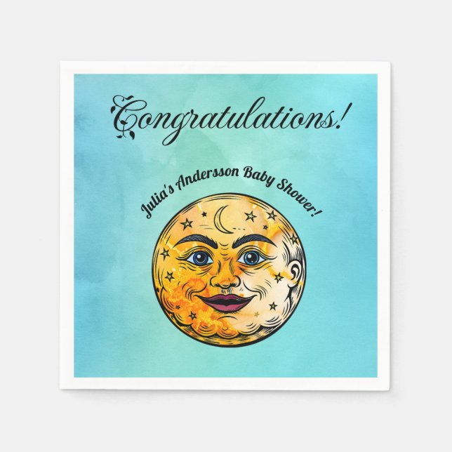 Over the Moon Baby Shower Celebration Napkin (Front)