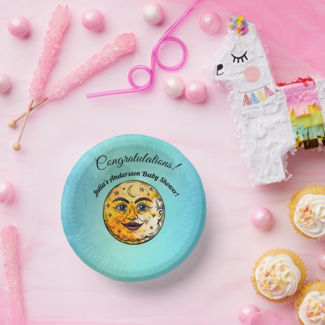 Over the Moon Baby Shower Celebration Paper Plate (Party)