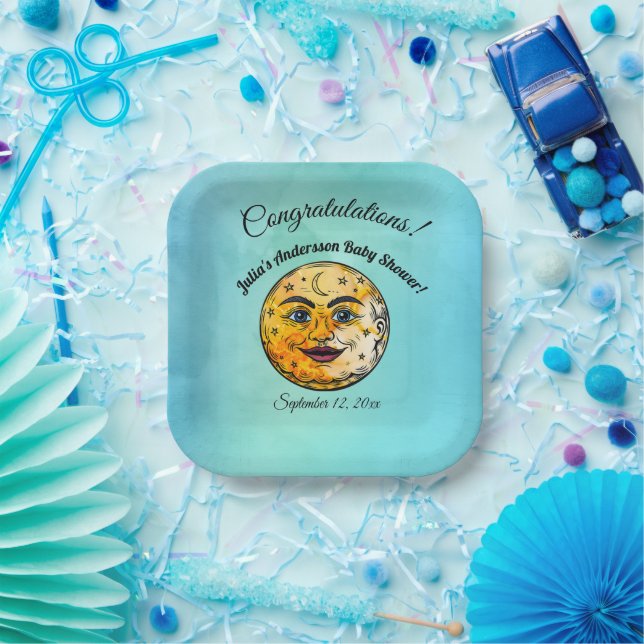 Over the Moon Baby Shower Celebration Paper Plate (Party)