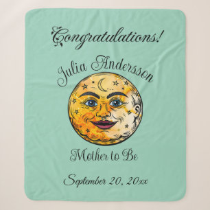 Over the Moon Baby Shower Celebration Sherpa Blanket