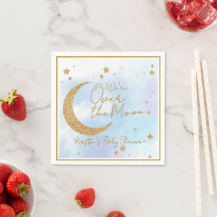 Over the Moon Baby Shower Cocktail Napkin