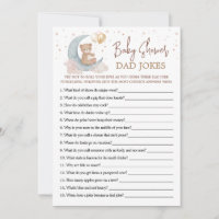 Over the Moon Baby Shower Dad Jokes Game Card