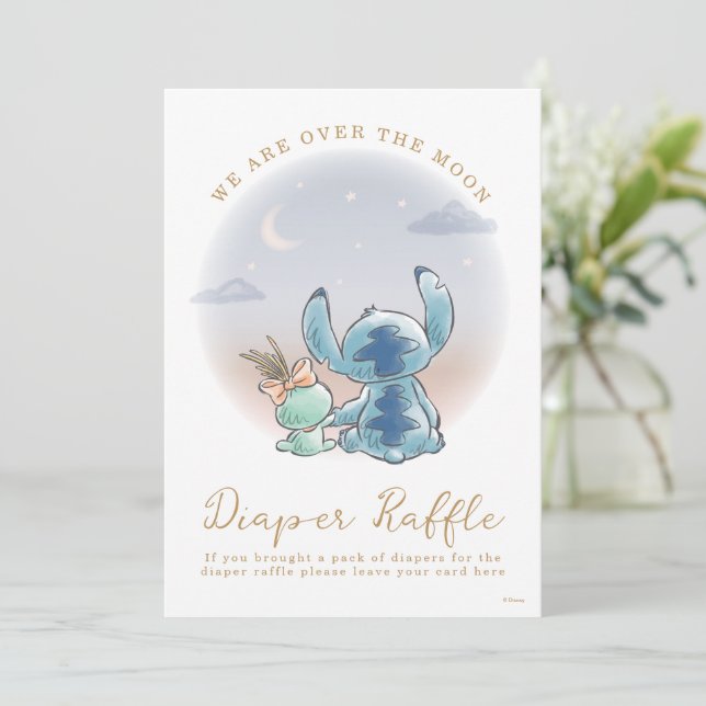 Over the Moon Baby Shower Diaper Raffle Invitation (Standing Front)