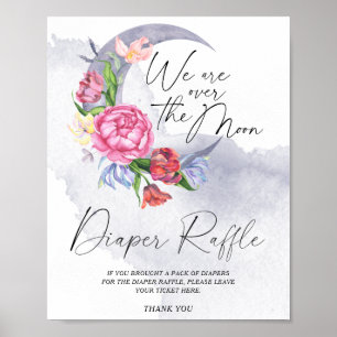Over the Moon Baby Shower Diaper Raffle Poster