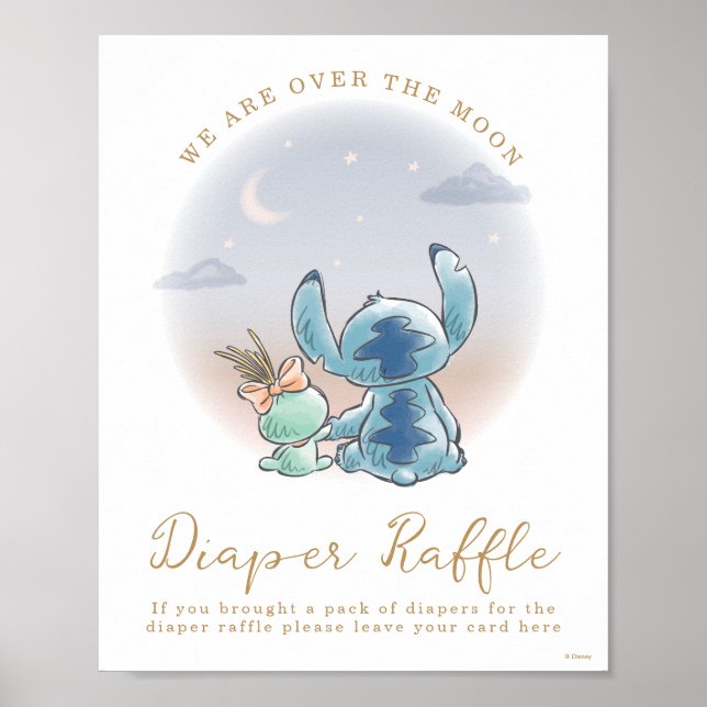 Over the Moon - Baby Shower Diaper Raffle Poster (Front)