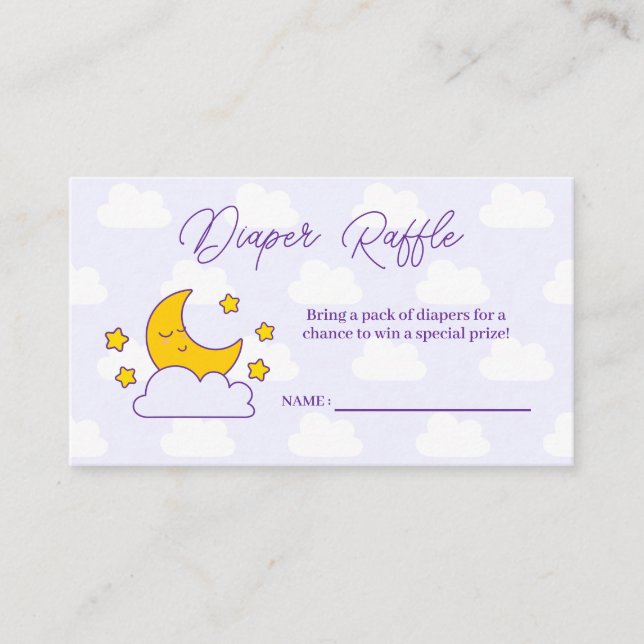 Over The Moon Baby Shower Diaper Raffle Ticket Enclosure Card (Front)