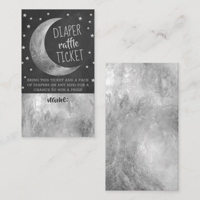 Over The Moon | Baby Shower Diaper Raffle Ticket Enclosure Card (Front/Back)