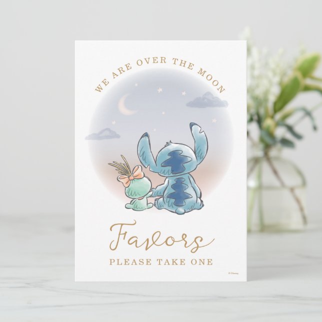 Over the Moon - Baby Shower Favours Invitation (Standing Front)