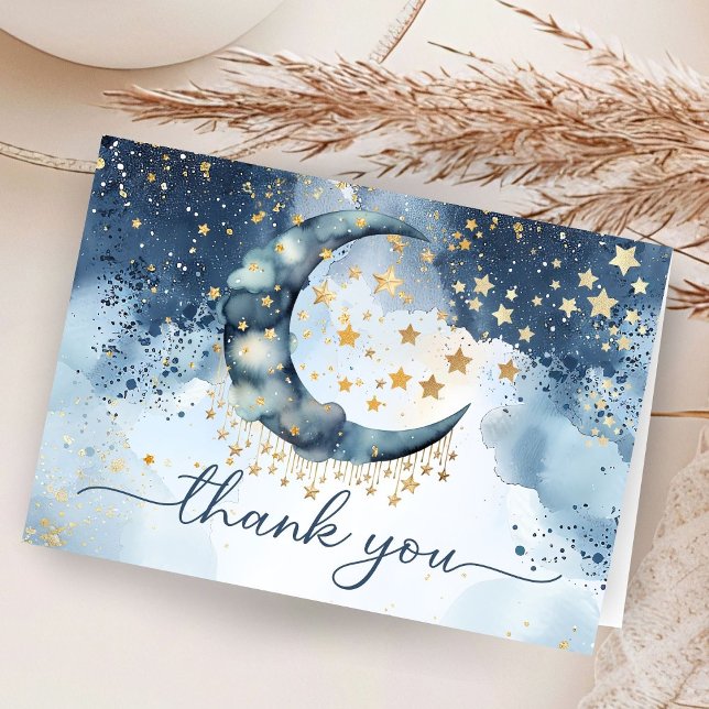 Over The Moon Baby Shower Folded Thank You Card (Creator Uploaded)