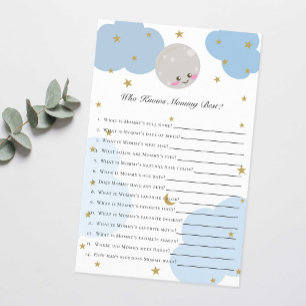 Over the Moon Baby Shower Game Who Knows Mommy  Flyer