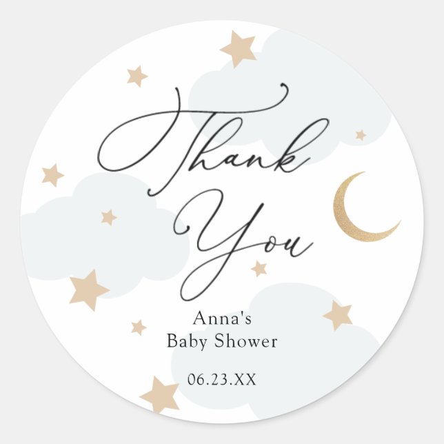 Over the Moon Baby Shower Gift Classic Round Stick Classic Round Sticker (Front)