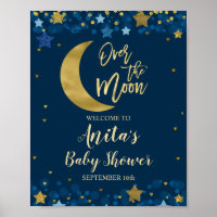 Over The Moon Baby Shower Gold Glitter Welcome