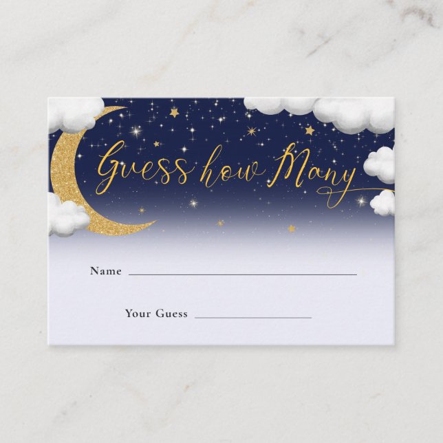 Over the Moon Baby Shower Guess How Many Enclosure Card (Front)