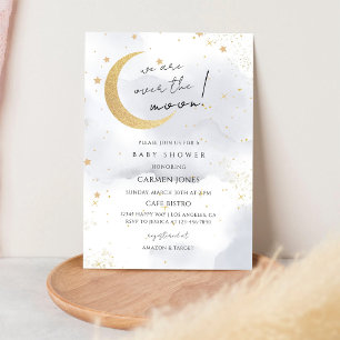 Over The Moon Baby Shower Invitation