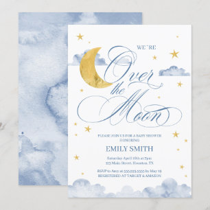 Over The Moon Baby Shower Invitation