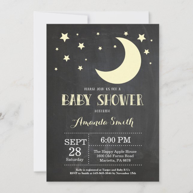 Over the Moon Baby Shower Invitation Yellow (Front)
