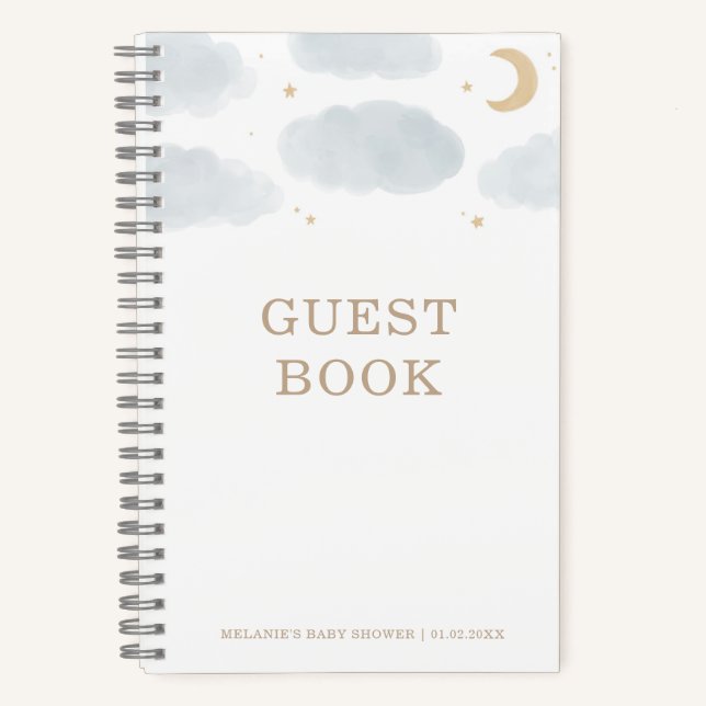 Over the Moon Baby shower Livre d'invité (Recto)