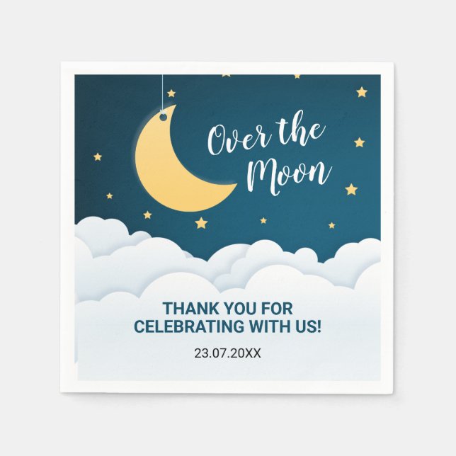 Over the Moon Baby Shower Napkin (Front)