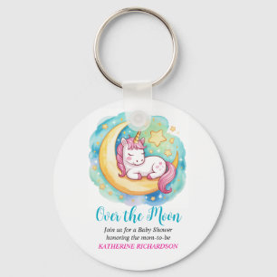Over the Moon Baby Shower – Sleeping Unicorn  Keychain