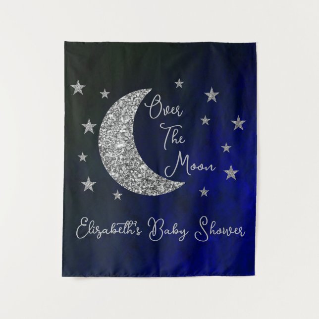 Over The Moon Baby Shower Tapestry (Front)