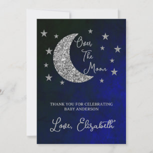 Over The Moon Baby Shower Thank You Card