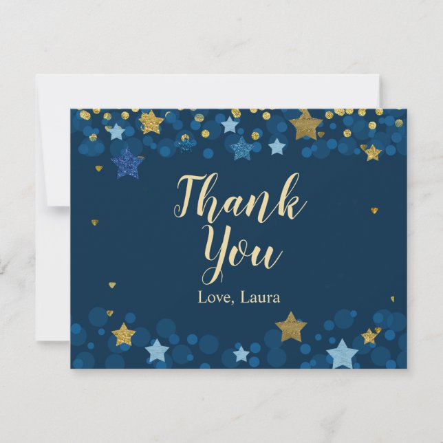 Over the Moon Baby Shower thank you card (Front)