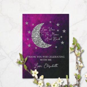 Over The Moon Baby Shower Thank You Card