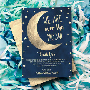 Over The Moon Baby Shower Thank You Card