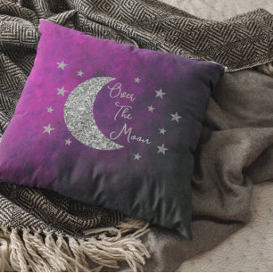 Over The Moon Baby Shower Throw Pillow