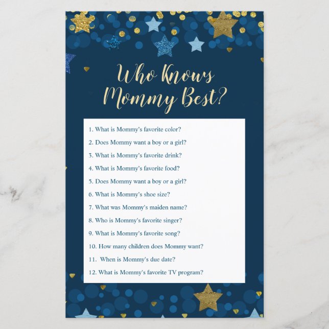 Over the Moon Baby Shower Who Knows Mommy Best (Front)