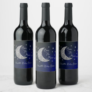 Over The Moon Baby Shower Wine Label