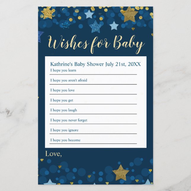 Over The Moon Baby Shower Wishes for Baby (Front)