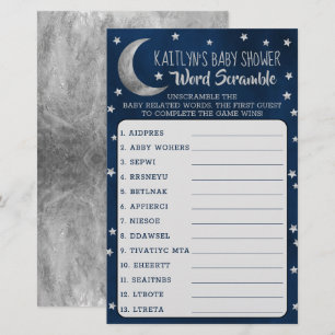Over The Moon Baby Shower Word Scramble Game