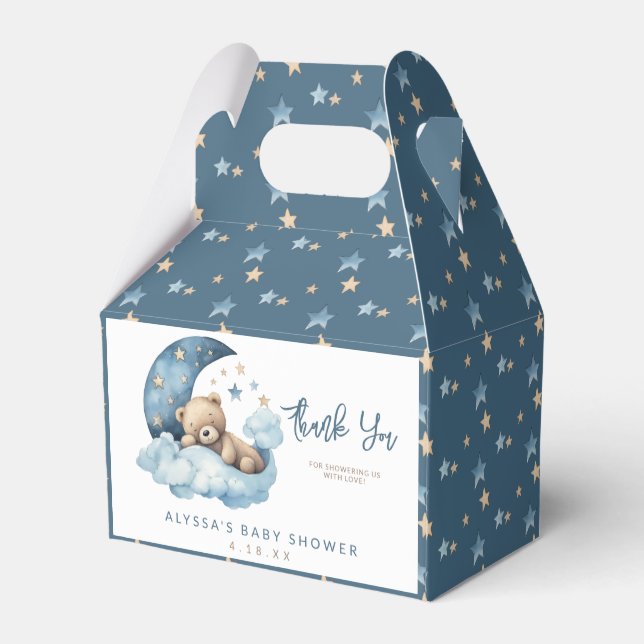 Over the Moon Bear Teddy Baby Shower Favor Box (Back Side)