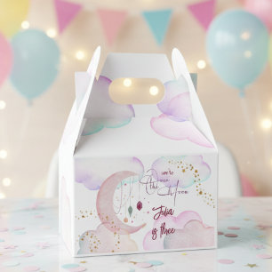 Over the moon beautiful pastel kids birthday favor box