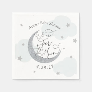Over the Moon Blue and Silve Napkin