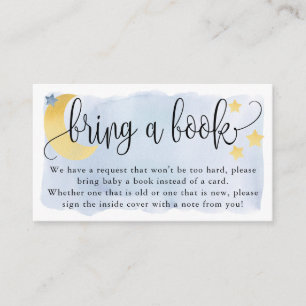 Over the Moon, Blue Baby Shower Book Request Enclosure Card