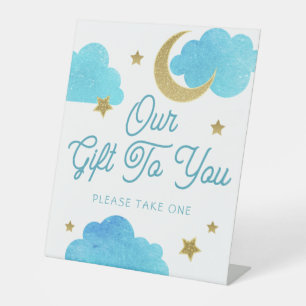 Over the Moon Blue Baby Shower Favour Sign