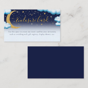 Over the Moon Blue Boy Baby Shower Enclosure Card