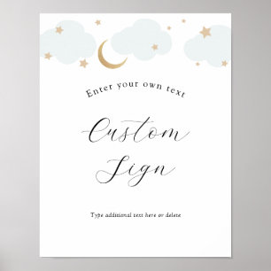Over the Moon Blue Custom Text Sign