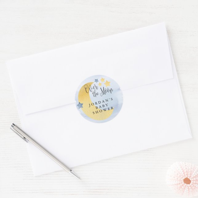 Over the Moon, Blue Personalized Envelope Seal (Envelope)