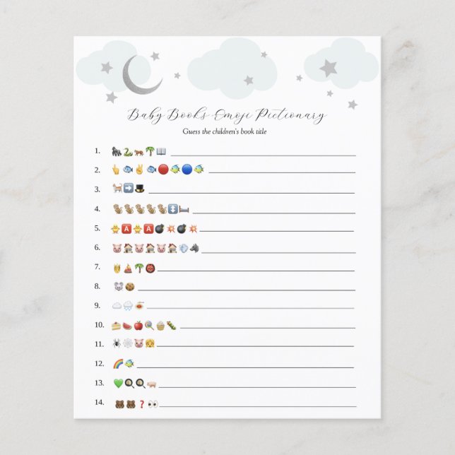 Over the Moon Blue Silver Baby Books Emoji Game  (Front)