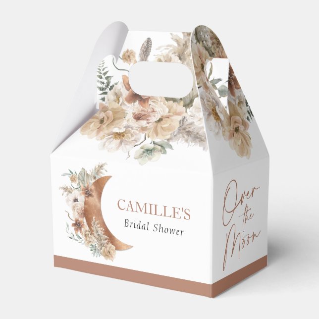 Over the Moon Boho Bridal Shower Favor Box (Front Side)