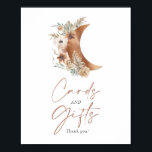 Over the moon Boho Cards and Gifts Poster Sign<br><div class="desc">Boho Floral Over the moon Cards and Gifts Sign Poster. Customize your sign to fit your party needs. Most lettering is editable. Click Personalize to edit. Matching items in our store Cava Party Design.</div>